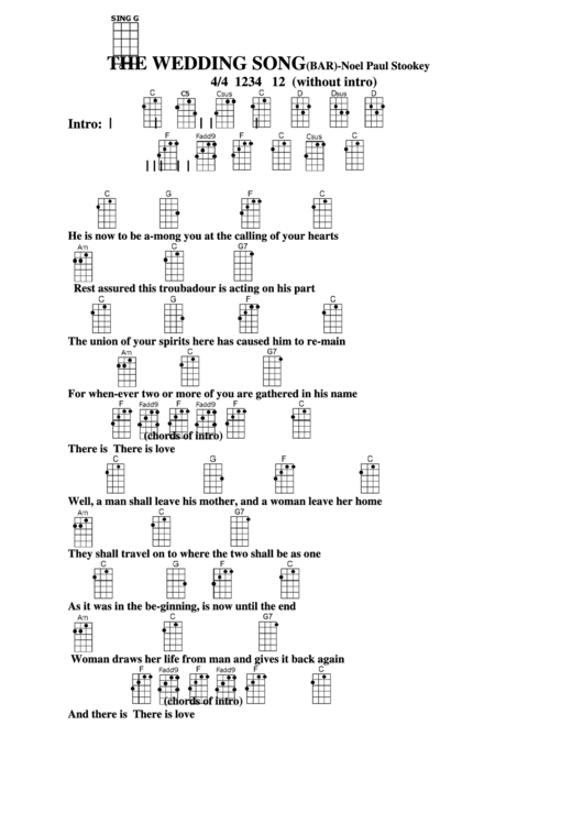 Chord Chart - Noel Paul Stookey - The Wedding Song (Bar) Printable pdf