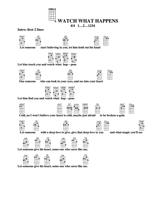 Watch What Happens -F Chord Chart Printable pdf