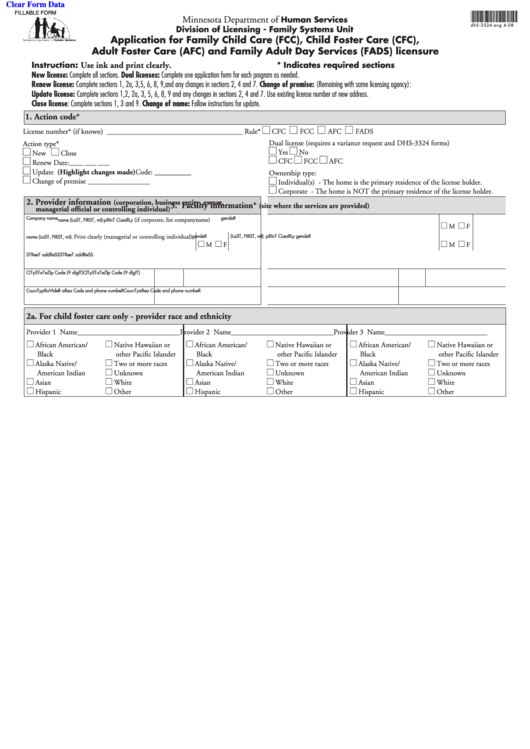 Fillable Minnesota Department Of Human Services Application For Family Child Printable pdf