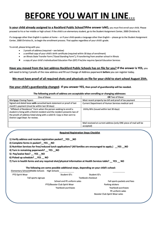Registration Guidelines - Rockford Public Schools Printable pdf