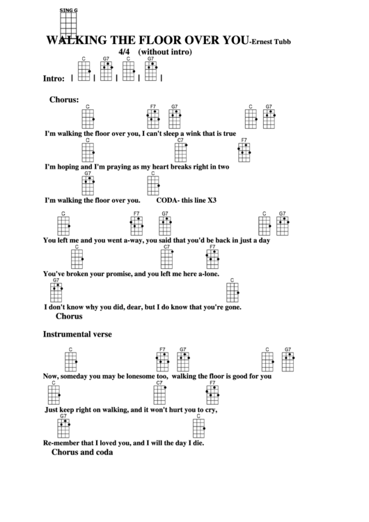 Chord Chart - Ernest Tubb - Walking The Floor Over You Printable pdf