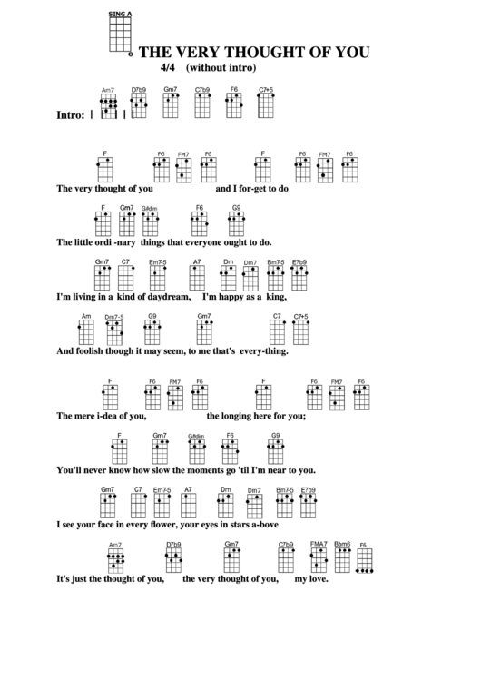 Chord Chart - The Very Thought Of You Printable pdf