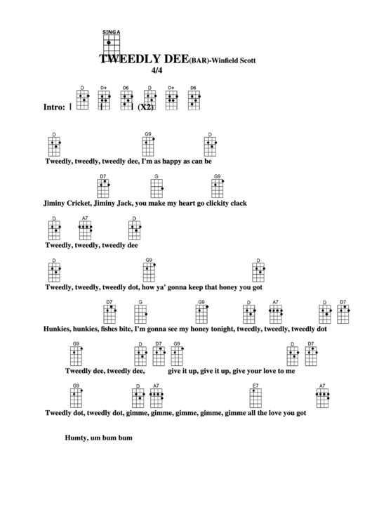 Tweedly Dee(Bar)-Winfield Scott Chord Chart Printable pdf