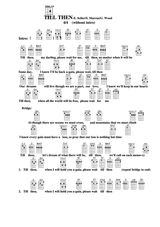 Till Then - E. Seller/s. Marcus/g. Wood Chord Chart Printable pdf
