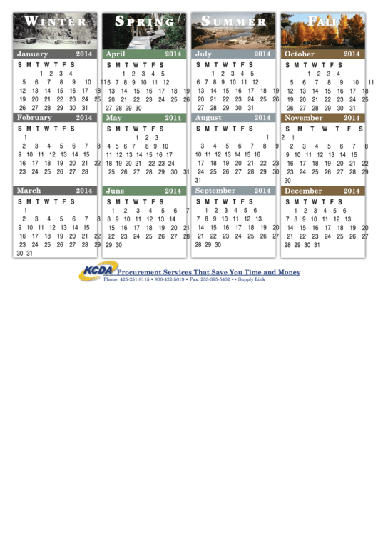 Monthly Calendar Template - 2014-2015 Printable pdf