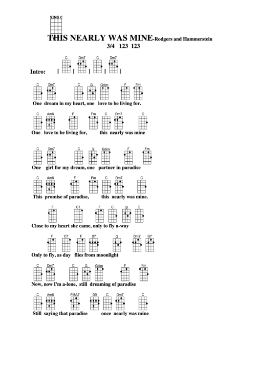 This Nearly Was Mine - Rodgers And Hammerstein Chord Chart Printable pdf