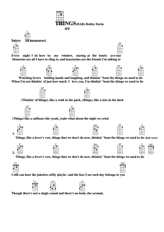 Things(Bar)-Bobby Darin Chord Chart Printable pdf