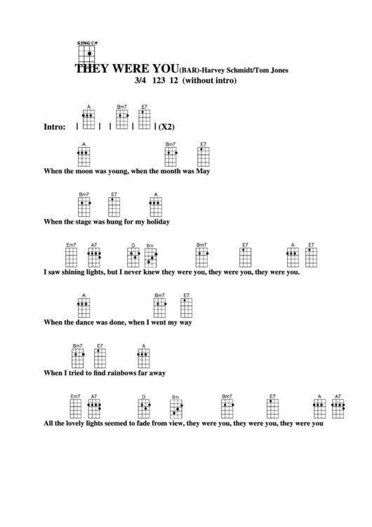 They Were You (Bar) - Harvey Schmidt/tom Jones Chord Chart printable ...