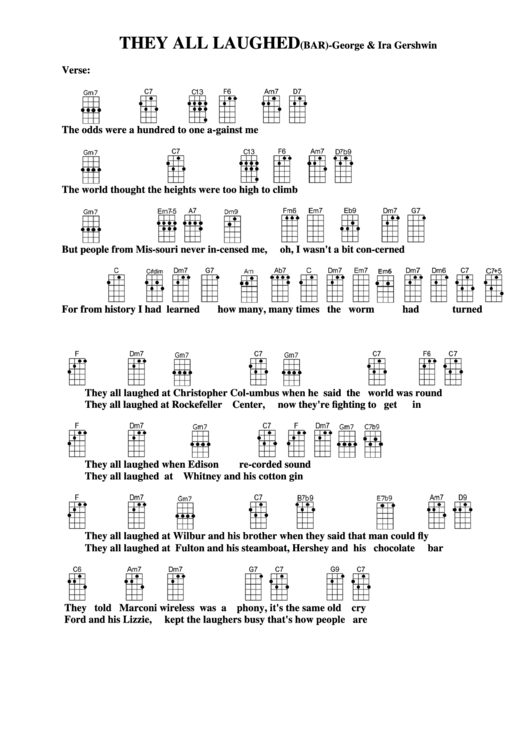 They All Laughed (Bar) - George & Ira Gershwin Chord Chart Printable pdf