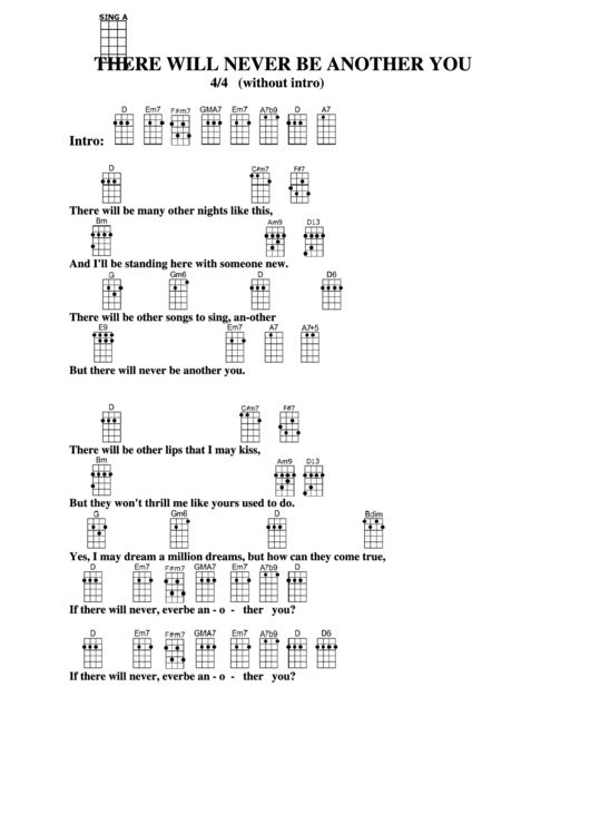 There Will Never Be Another You Chord Chart Printable pdf