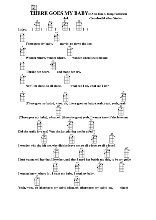 There Goes My Baby (Bar) - Ben E. King/patterson Chord Chart Printable pdf