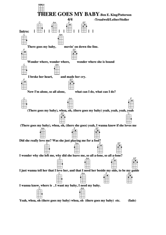 There Goes My Baby - Ben E. King/patterson Chord Chart Printable pdf