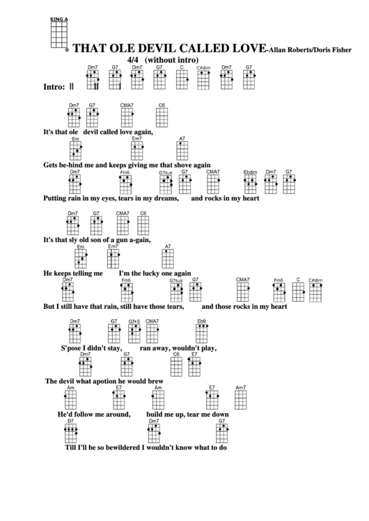 That Ole Devil Called Love - Allan Roberts/doris Fisher Chord Chart Printable pdf