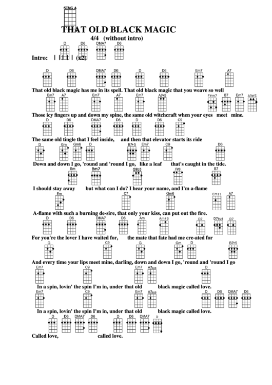 That Old Black Magic Chord Chart Printable pdf