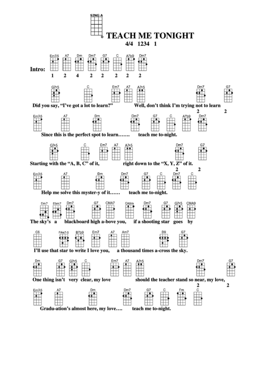 Teach Me Tonight Chord Chart Printable pdf