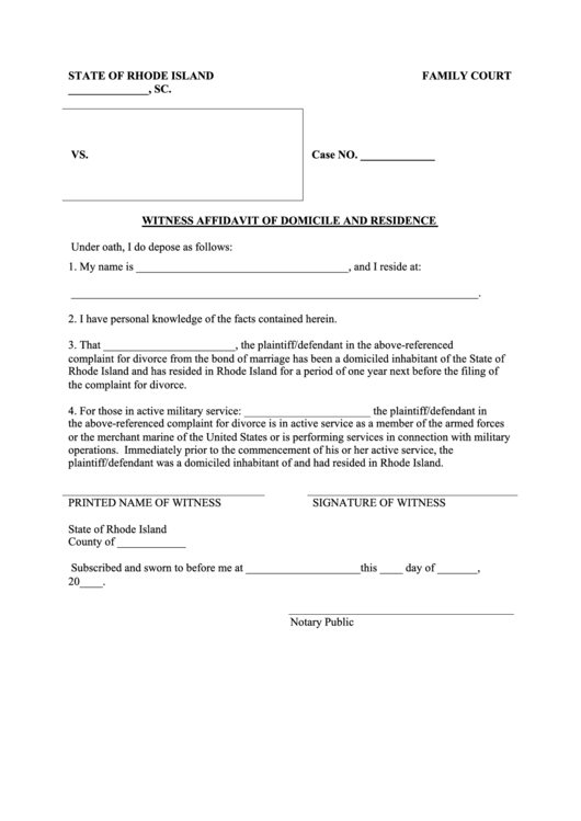 affidavit witness statement form