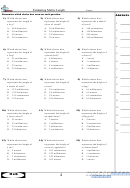 Estimating Metric Length Worksheet With Answer Key