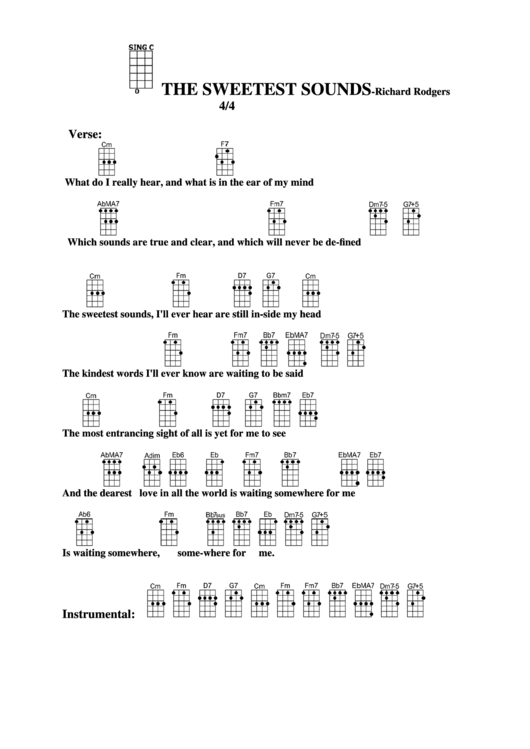 The Sweetest Sounds - Richard Rodgers Chord Chart Printable pdf