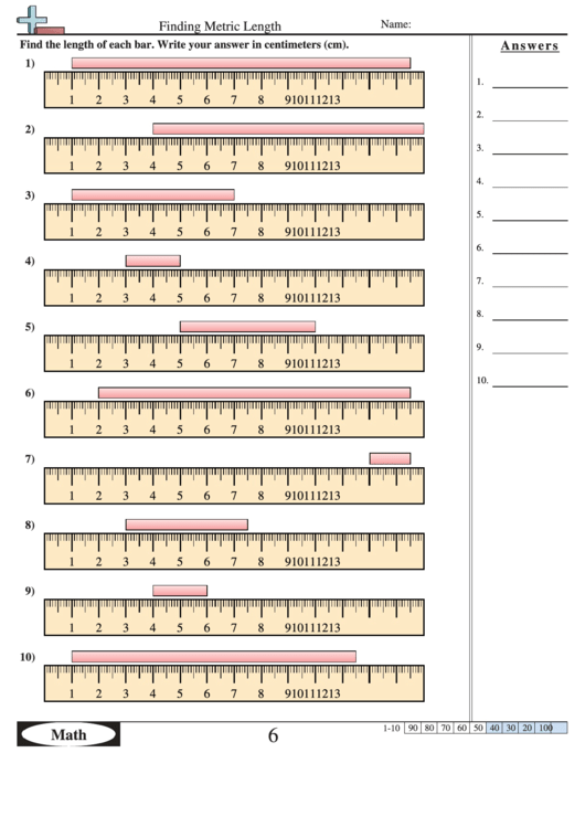 Finding Metric Length Worksheet With Answer Key Printable Pdf Download