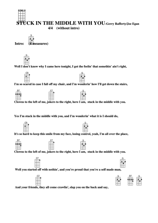 Stuck In The Middle With You-Gerry Rafferty/joe Egan Chord Chart Printable pdf