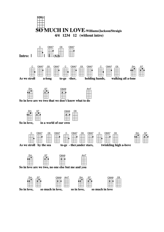 So Much In Love - Williams/jackson/straigis Chord Chart Printable pdf