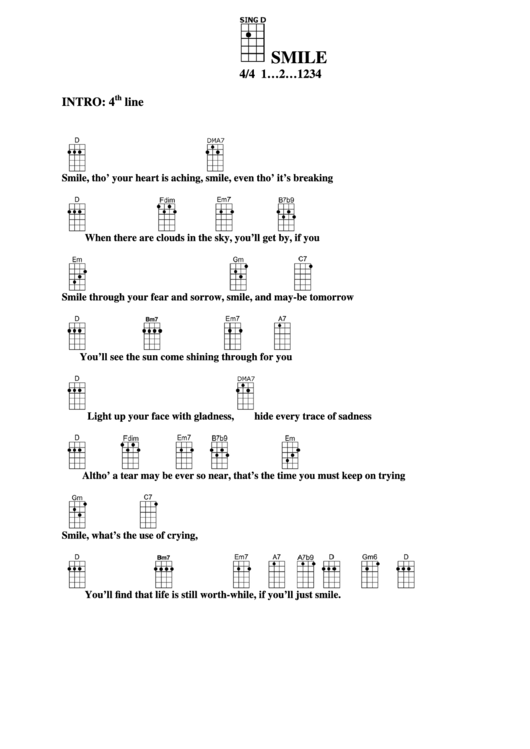Smile Chord Chart Printable pdf
