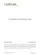 Cancellation Of Promissory Note