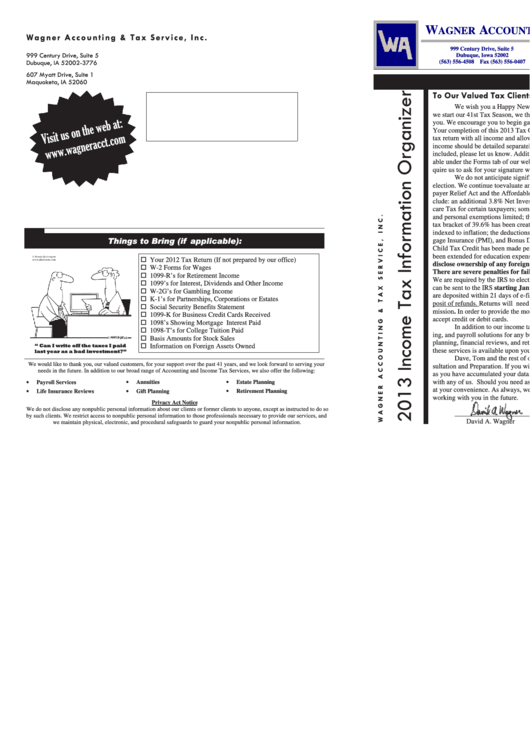 2013 Income Tax Information Organizer Template Printable pdf