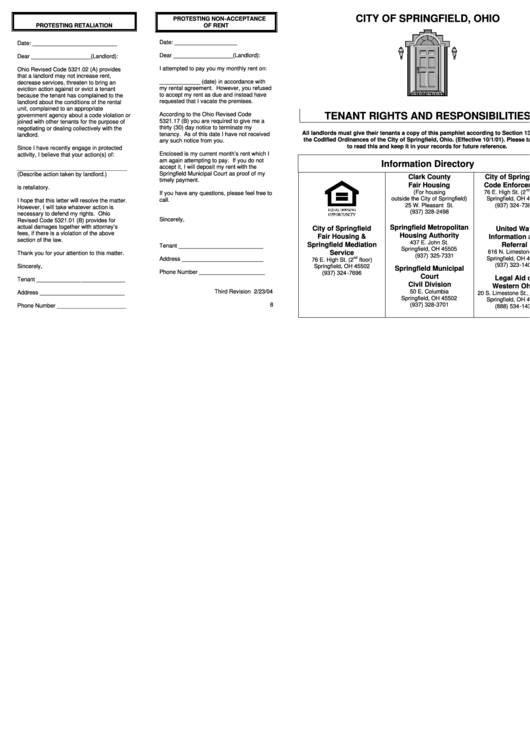 Tenant Rights And Responsibilities Printable pdf