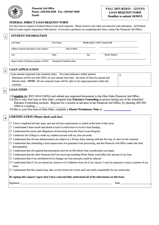 Federal Direct Loan Request Form