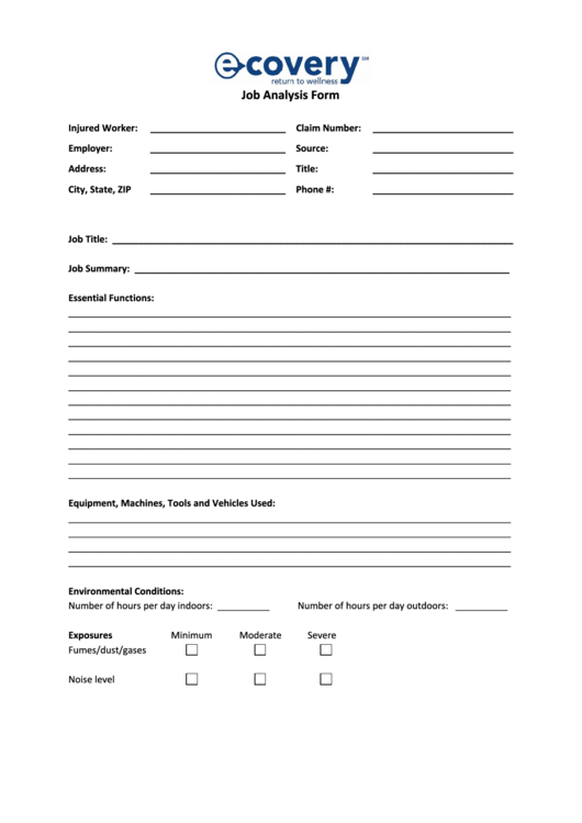 Job Analysis Form Printable pdf