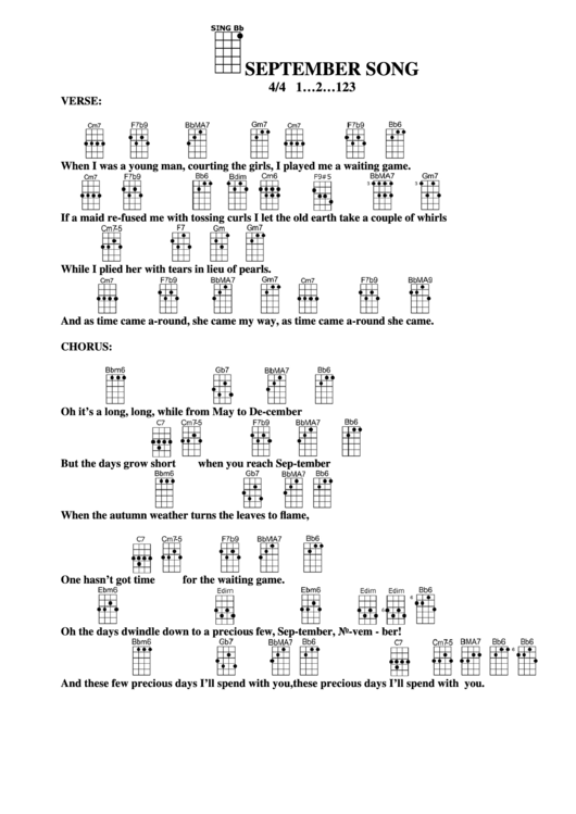 September Song Chord Chart Printable pdf