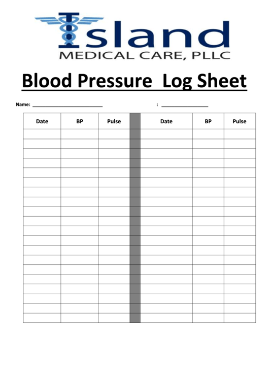 Blood Pressure Log Sheet Printable pdf