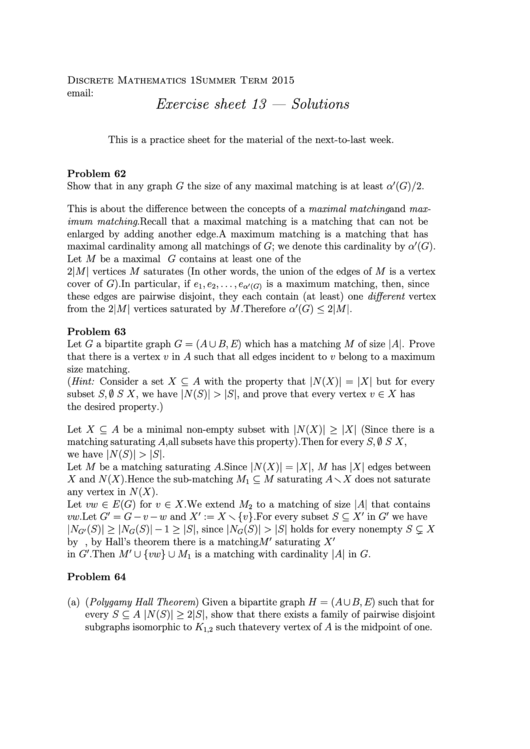 Discrete Mathematics Worksheet Printable pdf