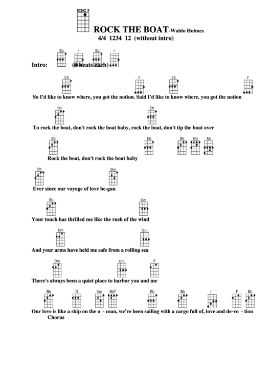 Rock The Boat - Waldo Holmes Chord Chart Printable pdf