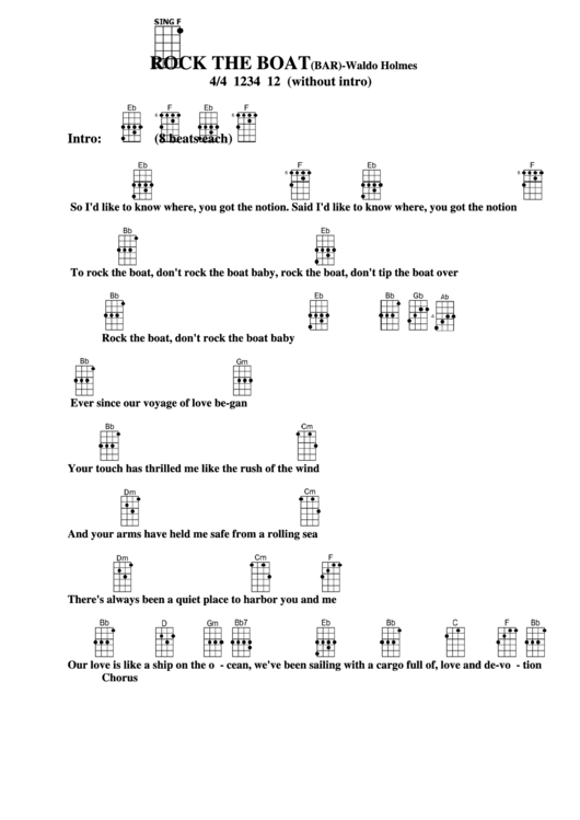 Rock The Boat (Bar) - Waldo Holmes Chord Chart Printable pdf