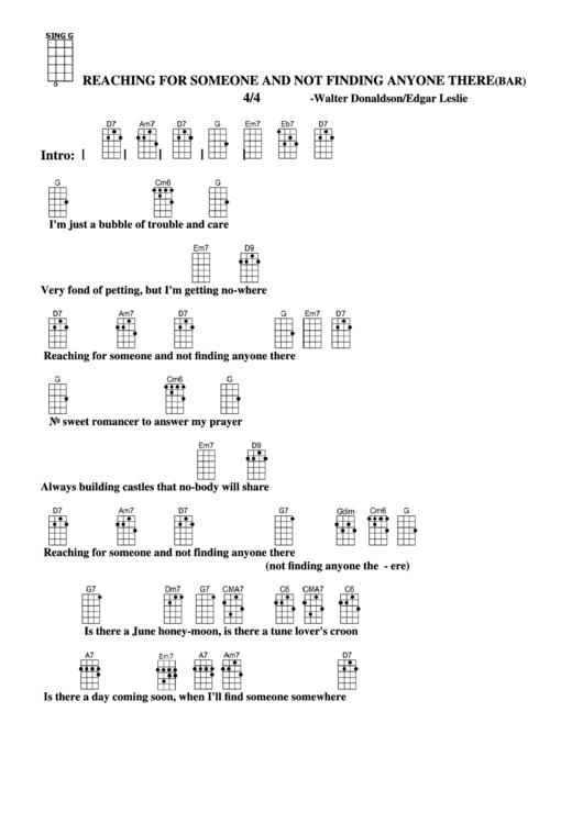 Reaching For Someone And Not Finding Anyone There (Bar) - Walter Donaldson/edgar Leslie Chord Chart Printable pdf