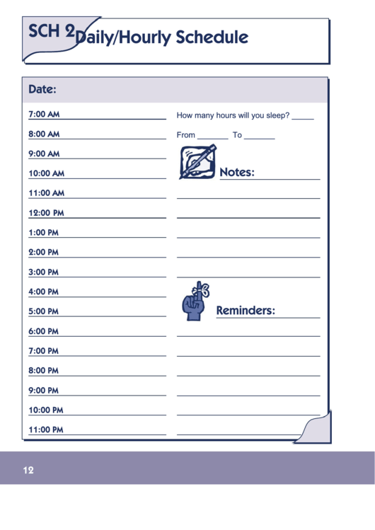 Daily/hourly Schedule Template
