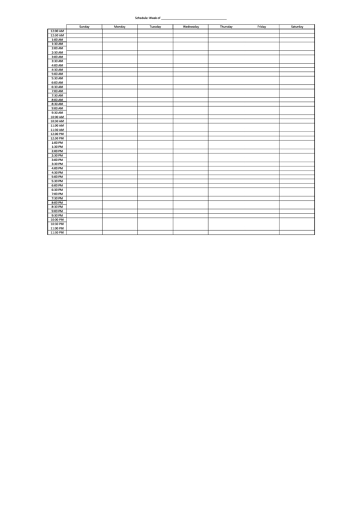 Weekly Schedule Template Printable pdf