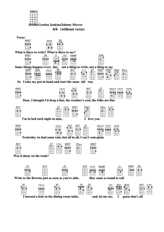 Chord Chart - Gordon Jenkins/johnny Mercer - P.s. I Love You(Bar) Printable pdf