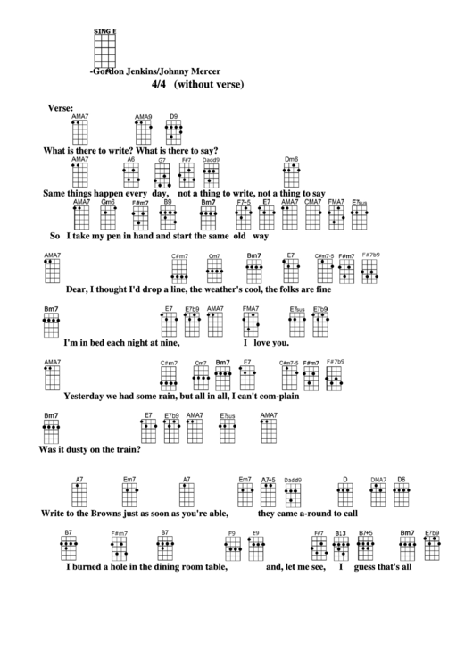 Chord Chart - Gordon Jenkins/johnny Mercer - P.s. I Love You Printable pdf