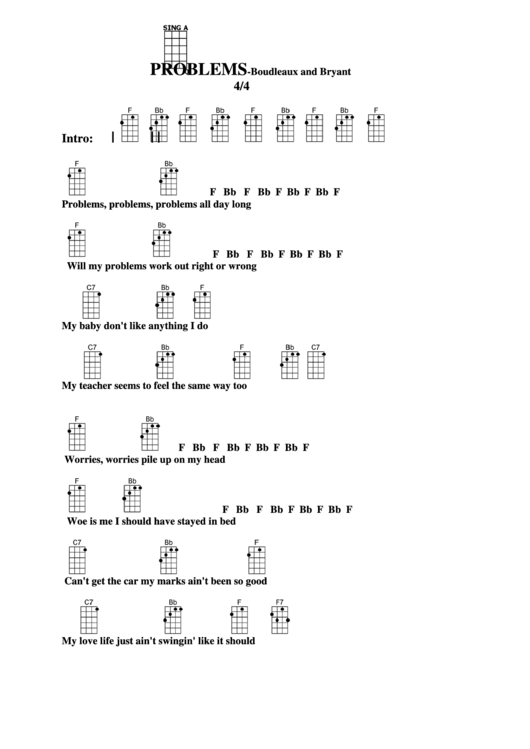 Problems - Boudleaux And Bryant Chord Chart Printable pdf