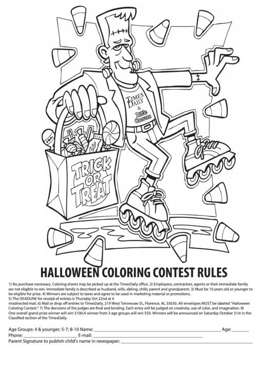 Halloween Coloring Contest Coloring Sheet Printable pdf