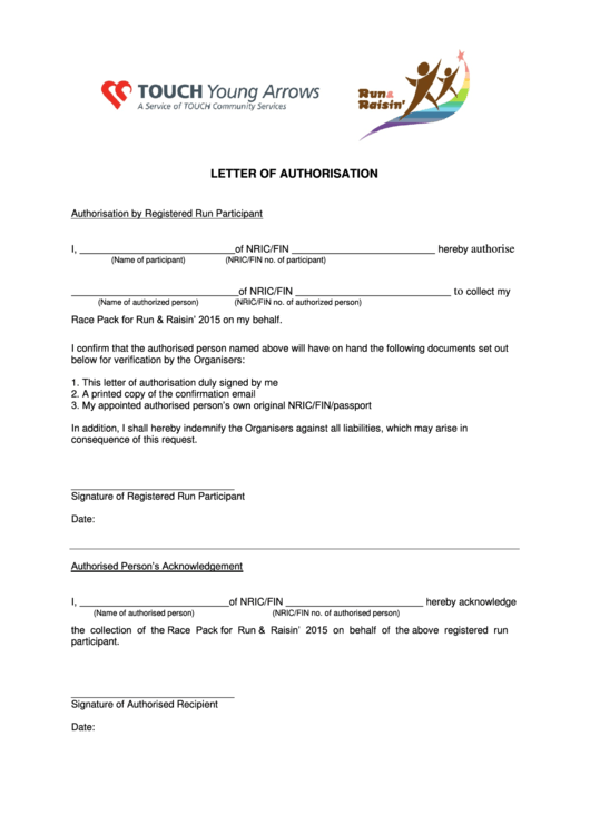 Sample Of Letter Of Authorisation Printable pdf