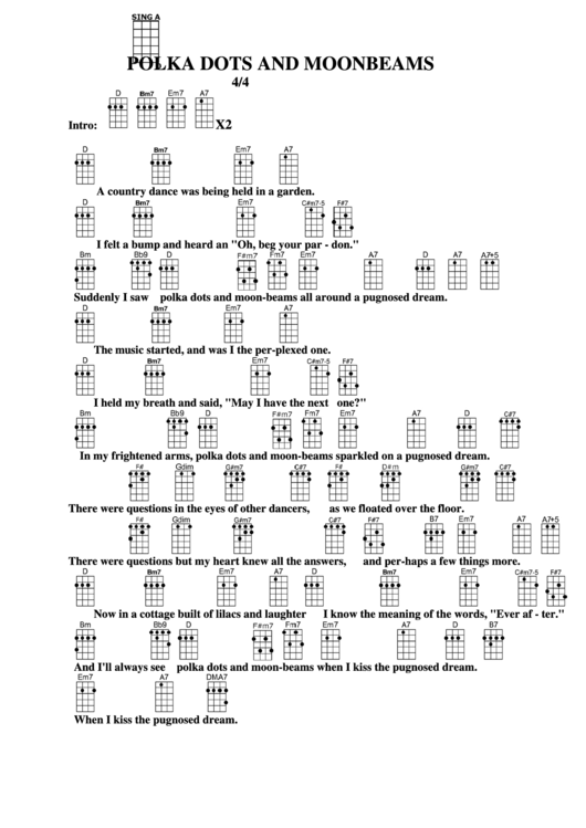 Polka Dots And Moonbeams Chord Chart Printable pdf