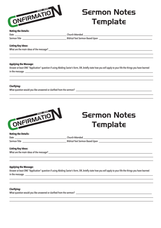 Sermon Notes Template