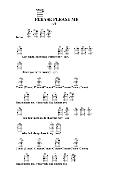 Please Please Me Chord Chart Printable pdf
