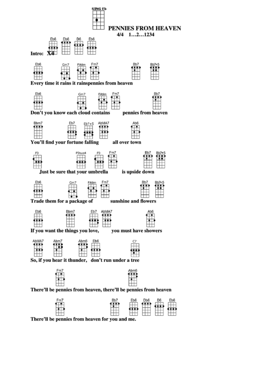 Pennies From Heaven(Bar)-Eb Chord Chart Printable pdf