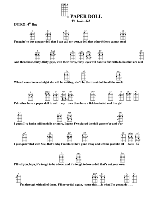 Paper Doll Chord Chart Printable pdf