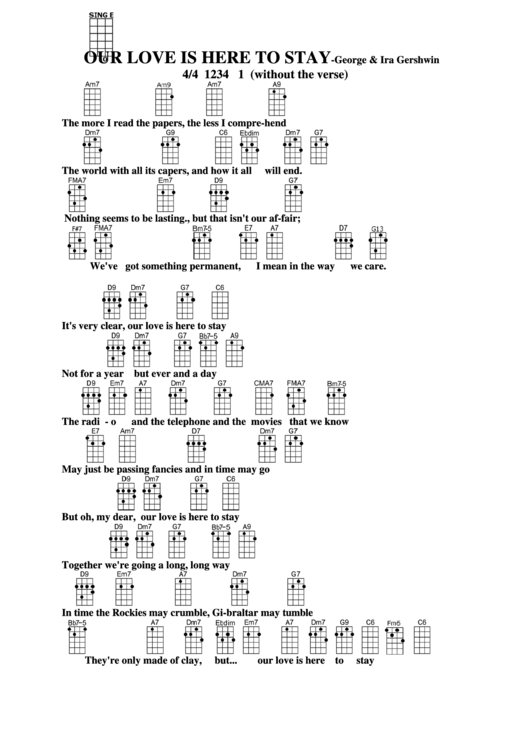 Our Love Is Here To Stay-C-George & Ira Gershwin Chord Chart Printable pdf
